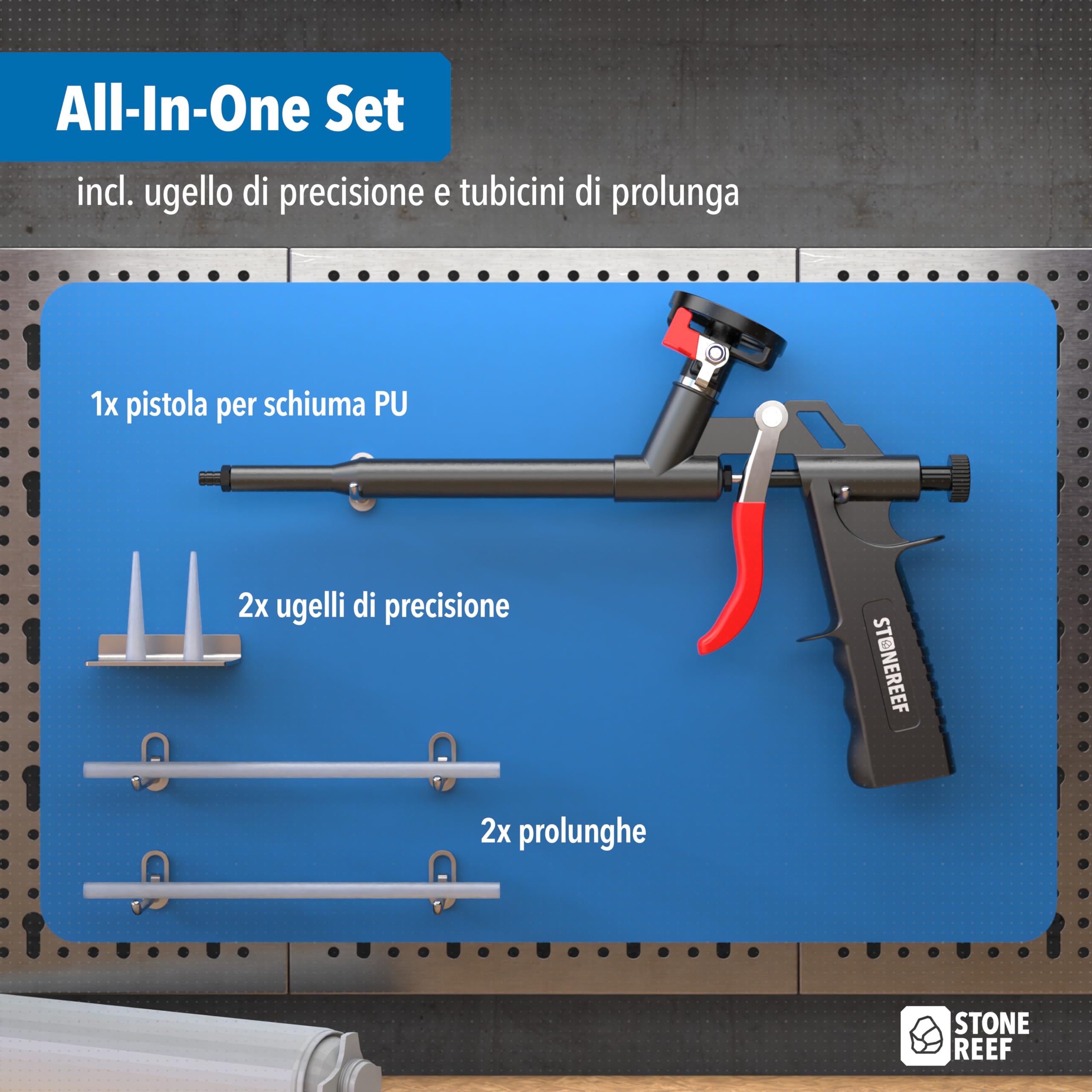 Pistola in schiuma PU, pistola dosatrice rivestita in teflon, in metallo, impugnatura ergonomica per un'applicazione precisa di schiuma da costruzione e schiuma di montaggio, strumento professionale