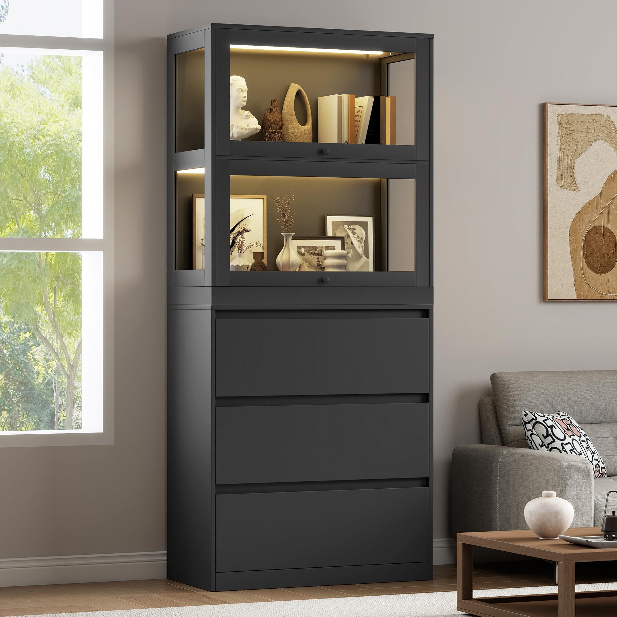 AMERLIFE 72" H DIY Modular Cabinet Unit, Flexible Stackable &amp; Side-by-Side