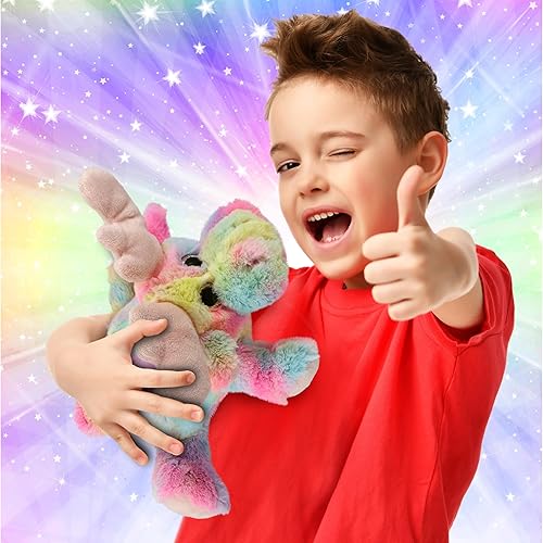Miniatura 2 de DolliBu Peluche de alce mentiroso arcoíris – Juguete de peluche suave y abrazable, adorable juguete de peluche de vida silvestre, lindo regalo