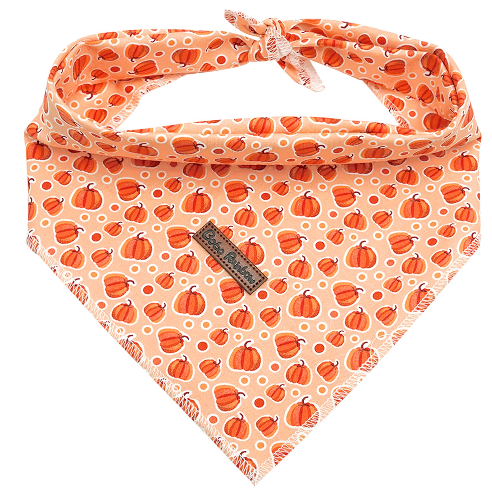 Bobo Rainbow Dog Bandana, 1PC Pumpkin Print Dog Bandanas Halloween Bandanas Fall Bandanas Comfortable Bandanas Bibs Scarf Square Soft Dog Kerchief Pet Bandanas for Small Medium Large Dogs โ image 1