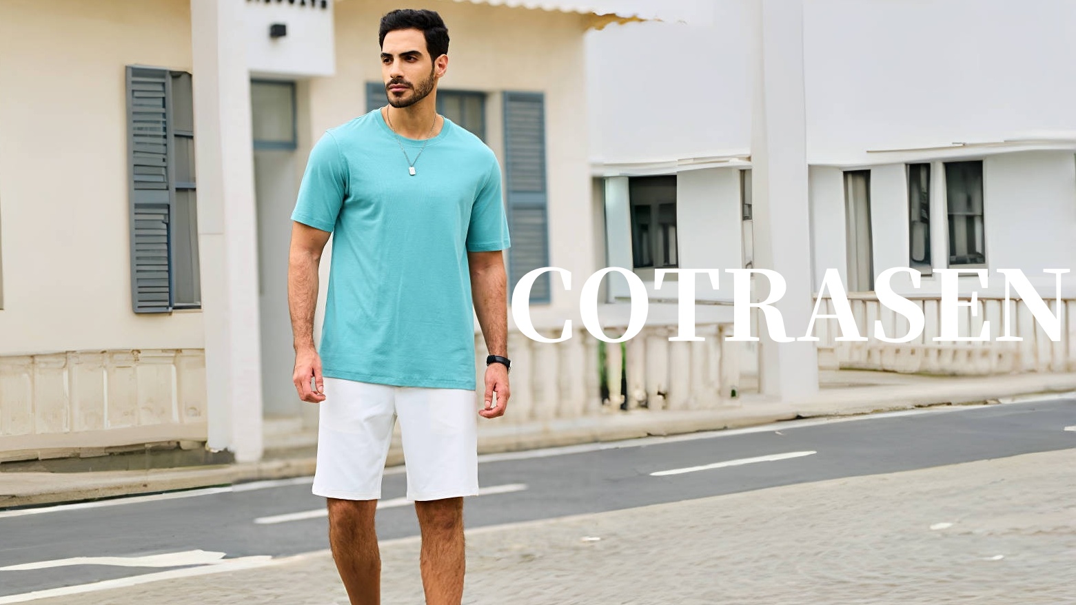 Cotrasen Men's T-Shirts Cotton Short Sleeve Tshirts Shirts Army