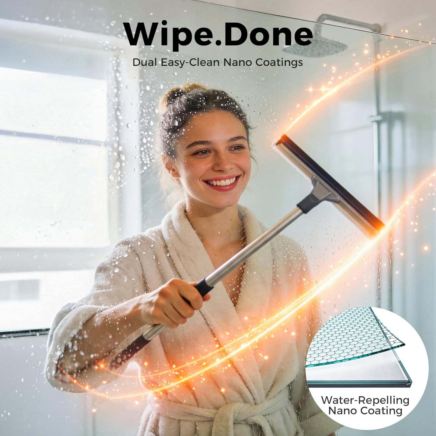 CAMMOO 56-60" W x 75" H Frameless Shower Door, Magnetic Sliding Glass Shower Door, 5/16"(8mm) Thick Tempered Glass, Leak-Proof Seals, Stainless Steel Hardware, Easy-Clean Nano Coating, Matte Black