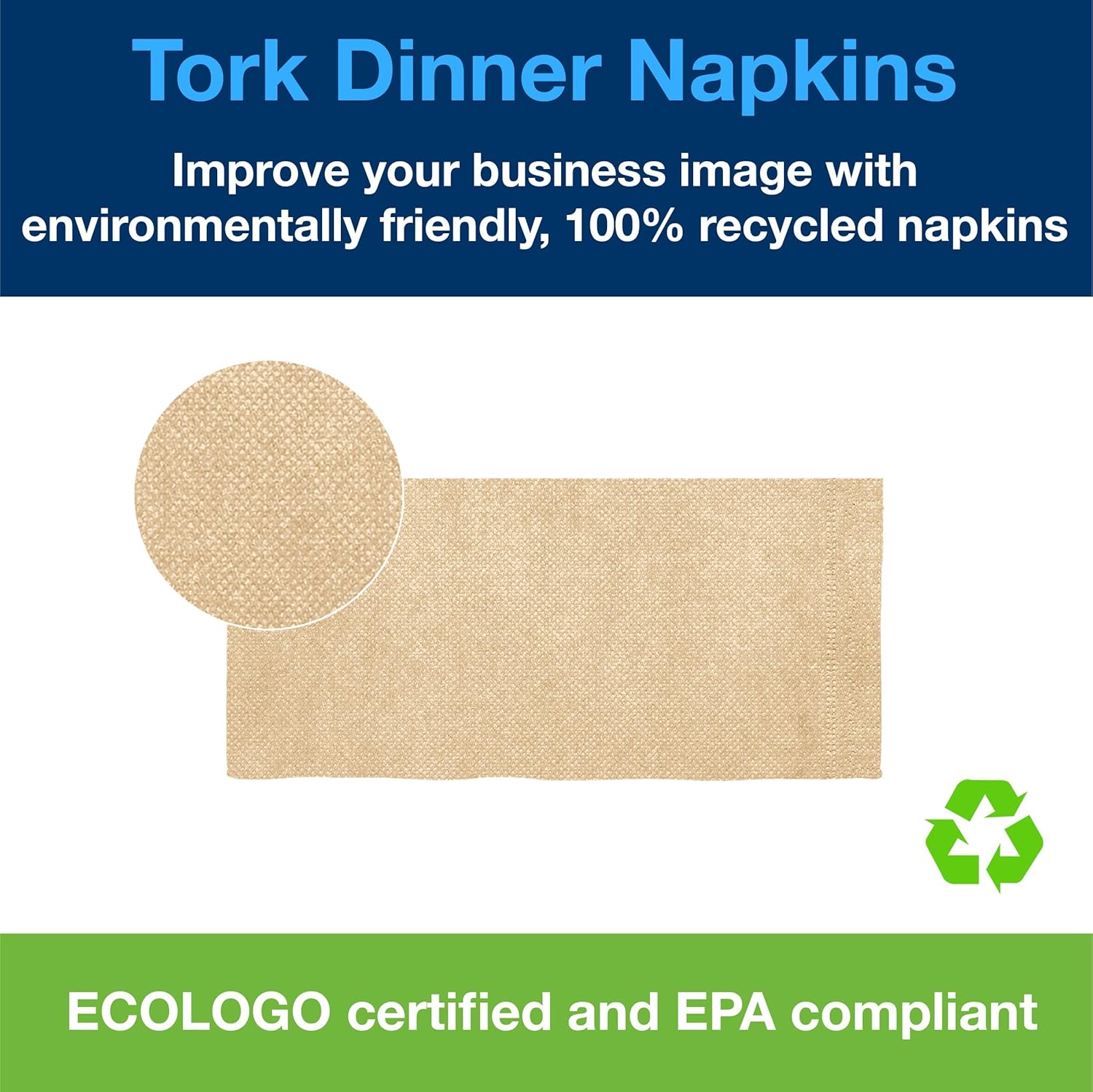 Tork Natural Dinner Napkin, 1/8 Fold 1-ply, 17" x 15", 12 x 250 napkins, N5186