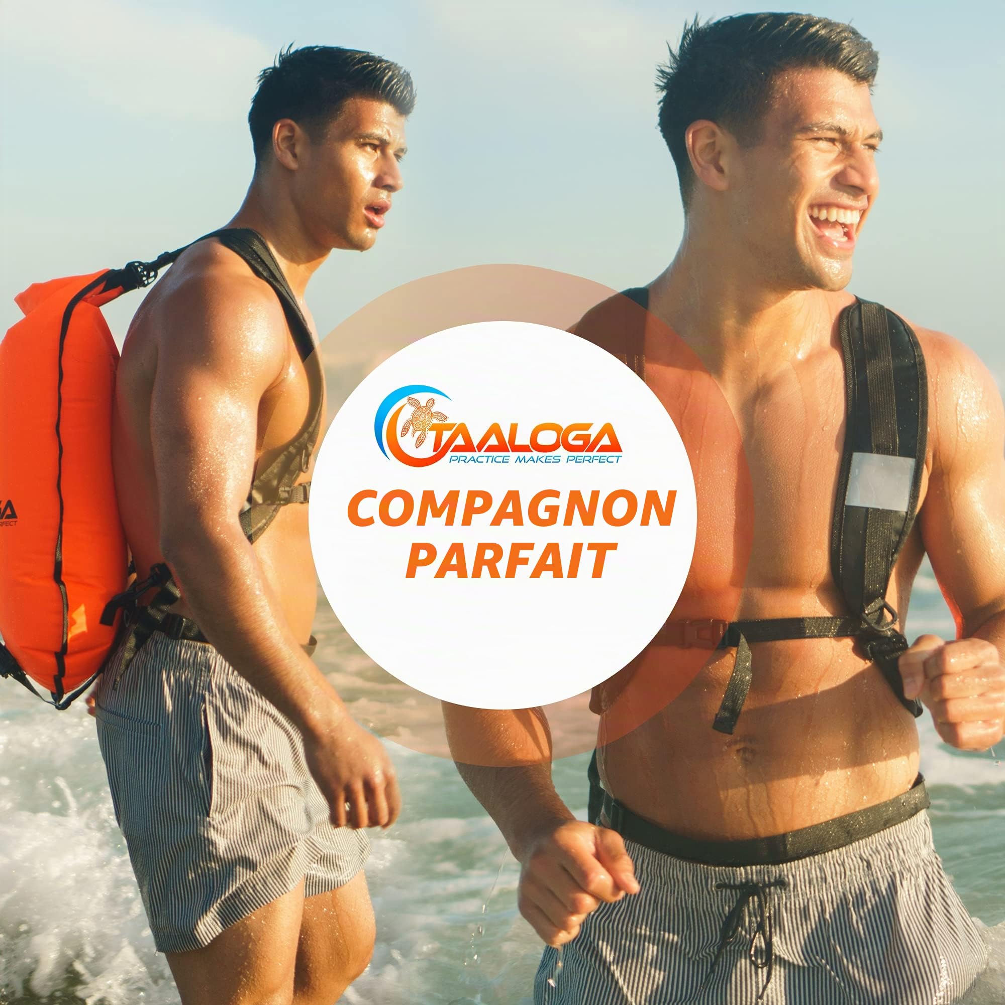 TAALOGA® Bouée de natation 2 en 1 et sac à dos étanche | Sac sec | Open Water Swim | Idéal pour la natation en eau libre | SUP | Voile | Canoë | Entraînement de triathlon