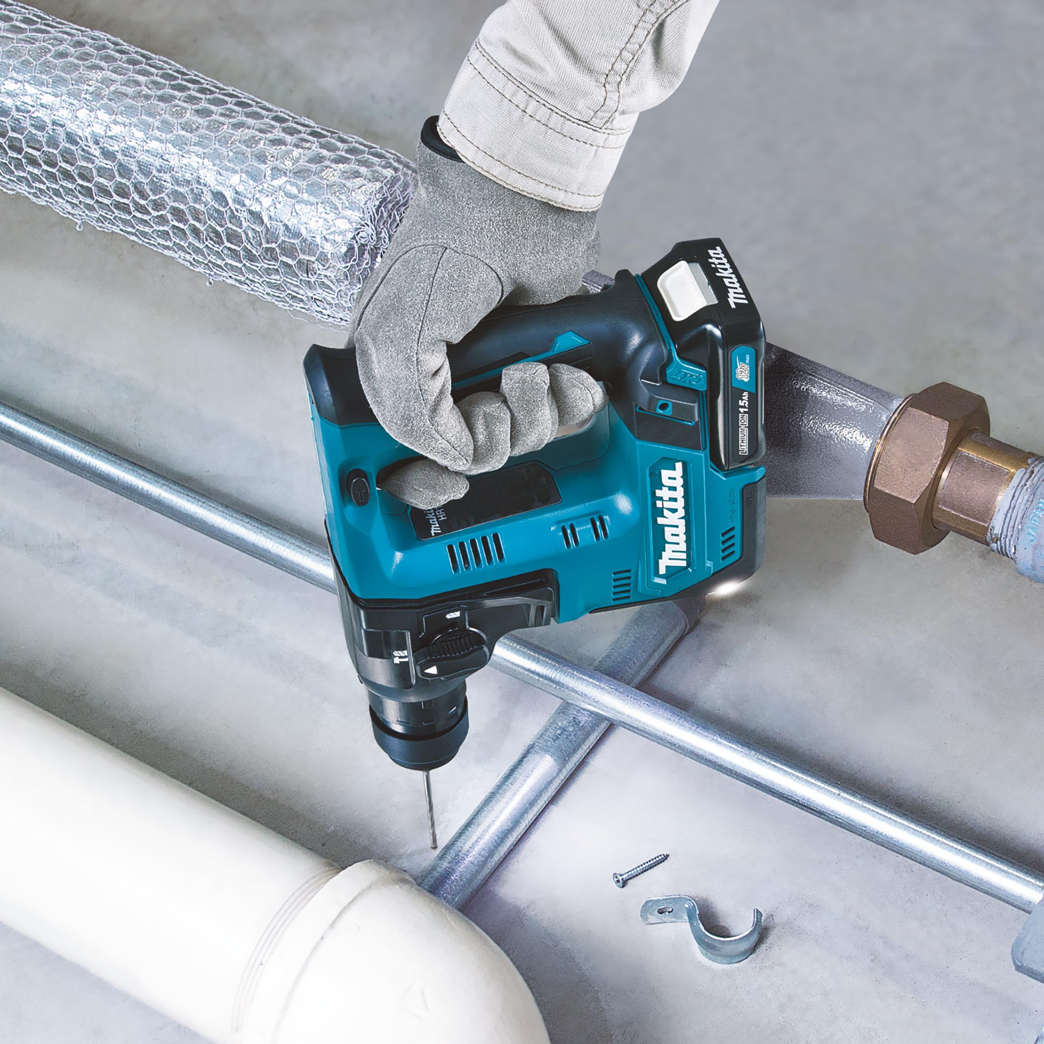 Makita Trapano a percussione a batteria per SDS-Plus 12 V max. (senza caricabatterie), blu, nero, senza batteria
