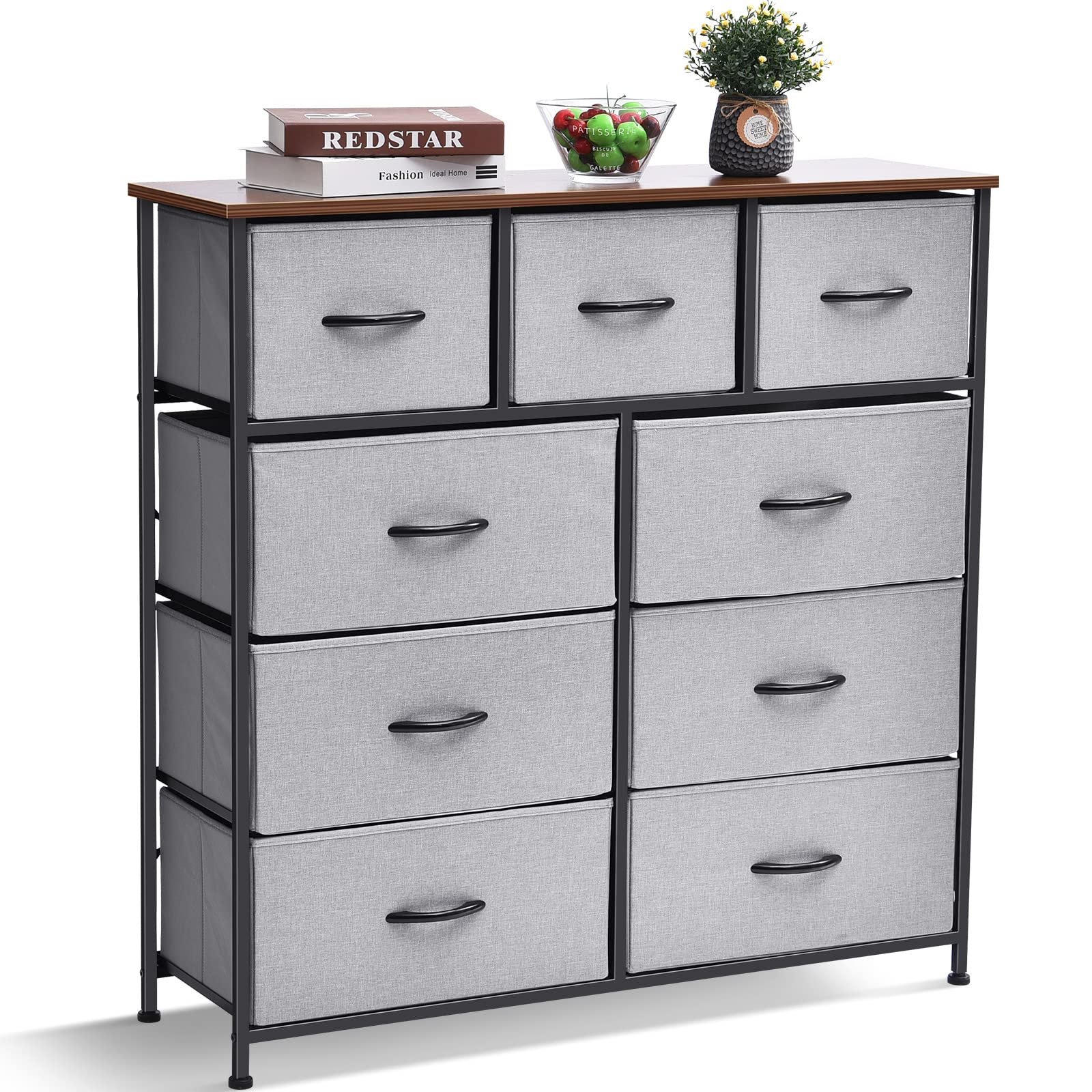 TOOLF 9Drawer Dresser,Large Storage Drawer Units for Bedroom, Hallway