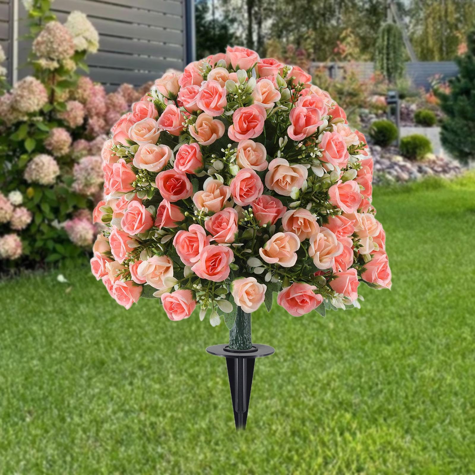 Sharplace Fleurs artificielles, arbustes et plantes artificielles décoratives pour jardin, Saint-Valentin, extérieur, Rose
