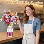 Dual-Tone Vase Flowers Bouquet Building Set, Artificial Flower Block Toys for Adults & Women Botanicals Collection for Home and Office Decor