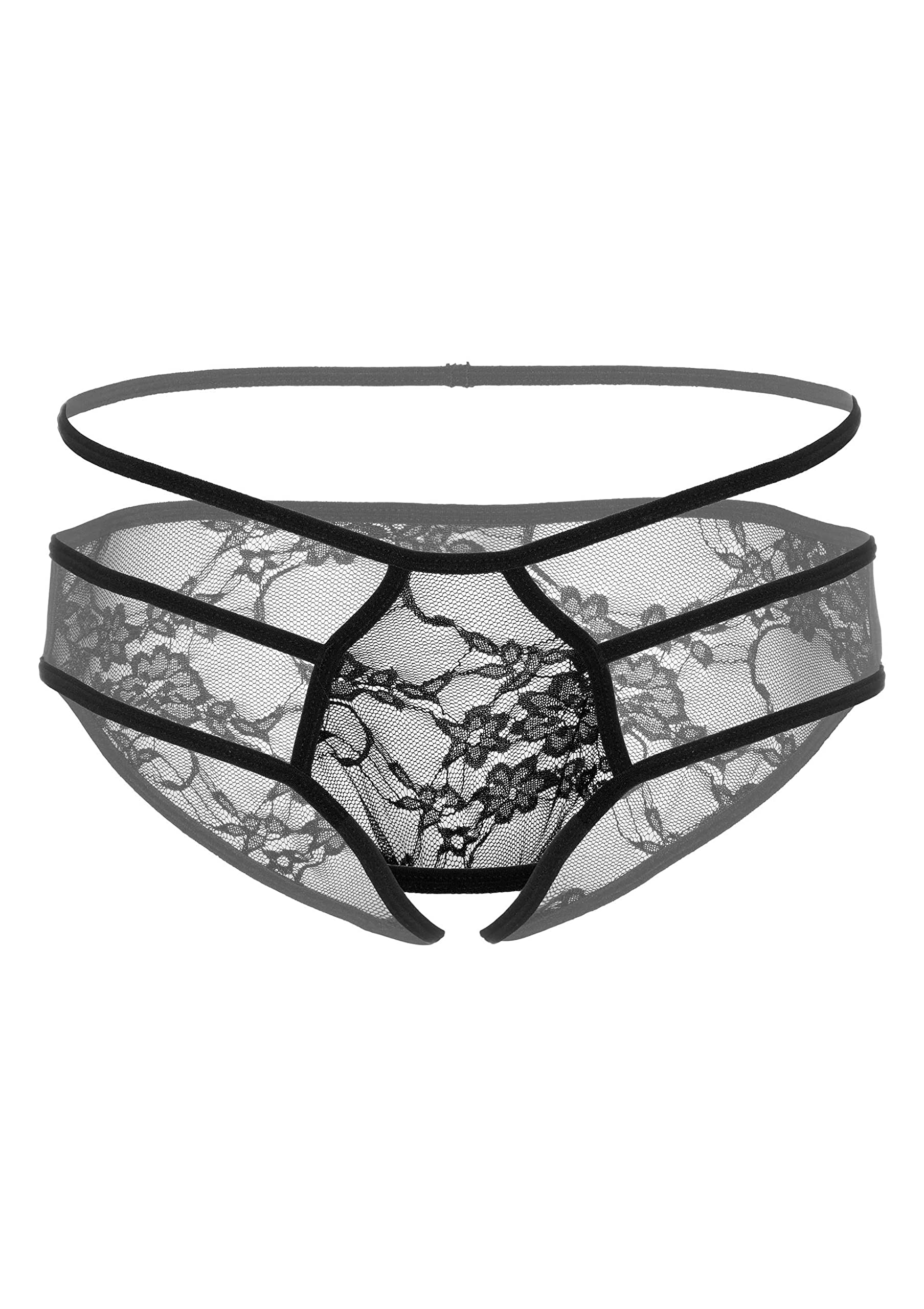 Daring Intimates - Mutandine Bikini Crotchless Jade, Nero, Taglia S/M