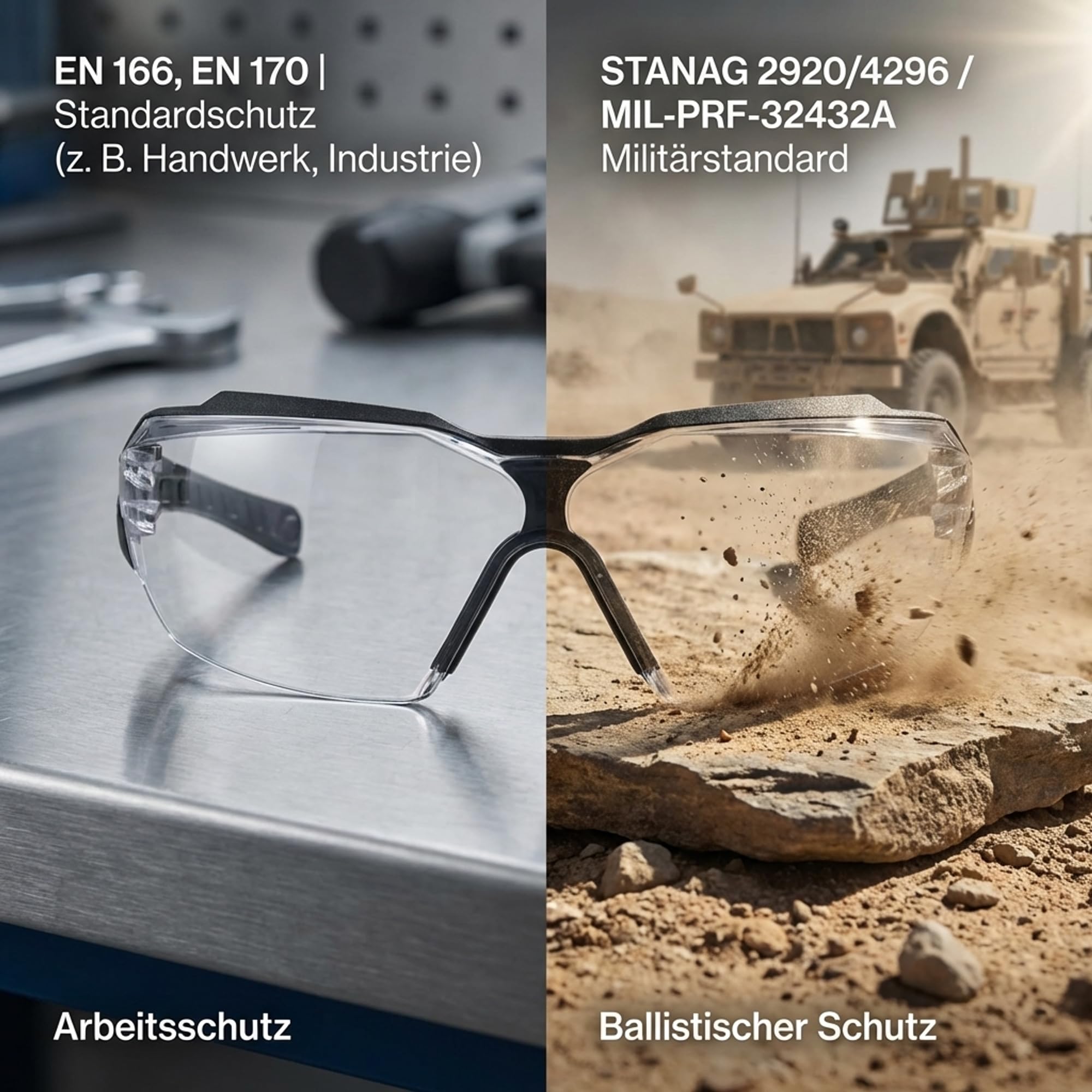 Uvex pheos Cx2 Occhiali tattici per tiro sportivo anti-appannamento antigraffio telaio Soft Seal lenti incolore STANAG 2920/4296