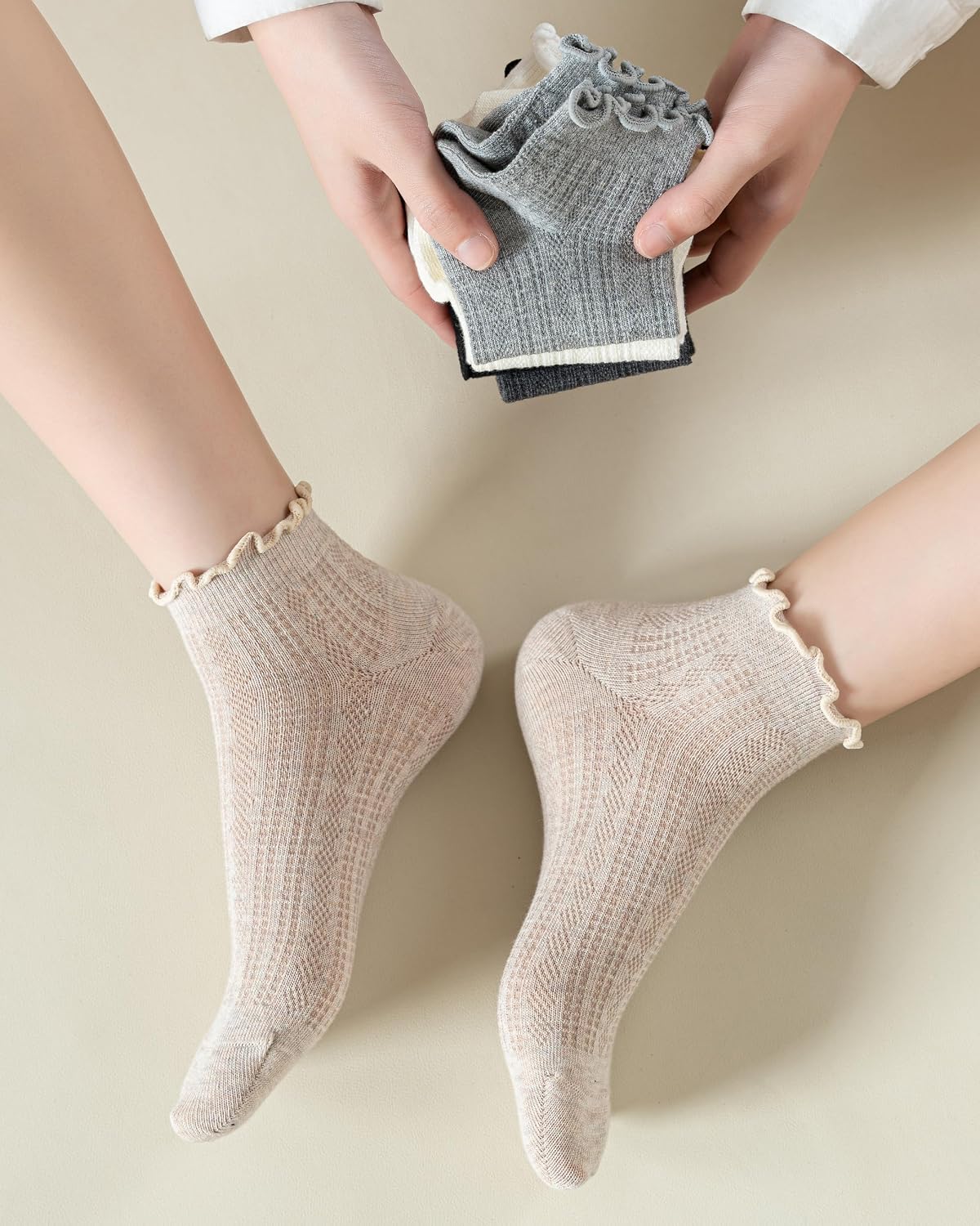 Mcool Mary Womens Cotton Ankle Socks, 6 Pack | Ruffle, Cotton, Frilly, Breathable, Knit Lettuce Trim, Dress Socks,cute socks for women