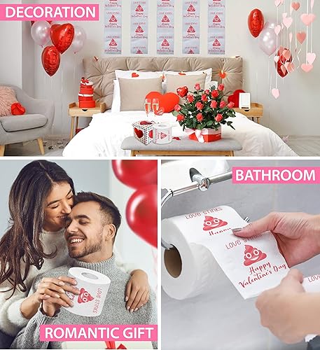 Miniatura 5 de Love Stinks - Papel higiénico estampado de San Valentín, divertido rollo de papel higiénico para broma, decoración de baño para fiesta, regalo