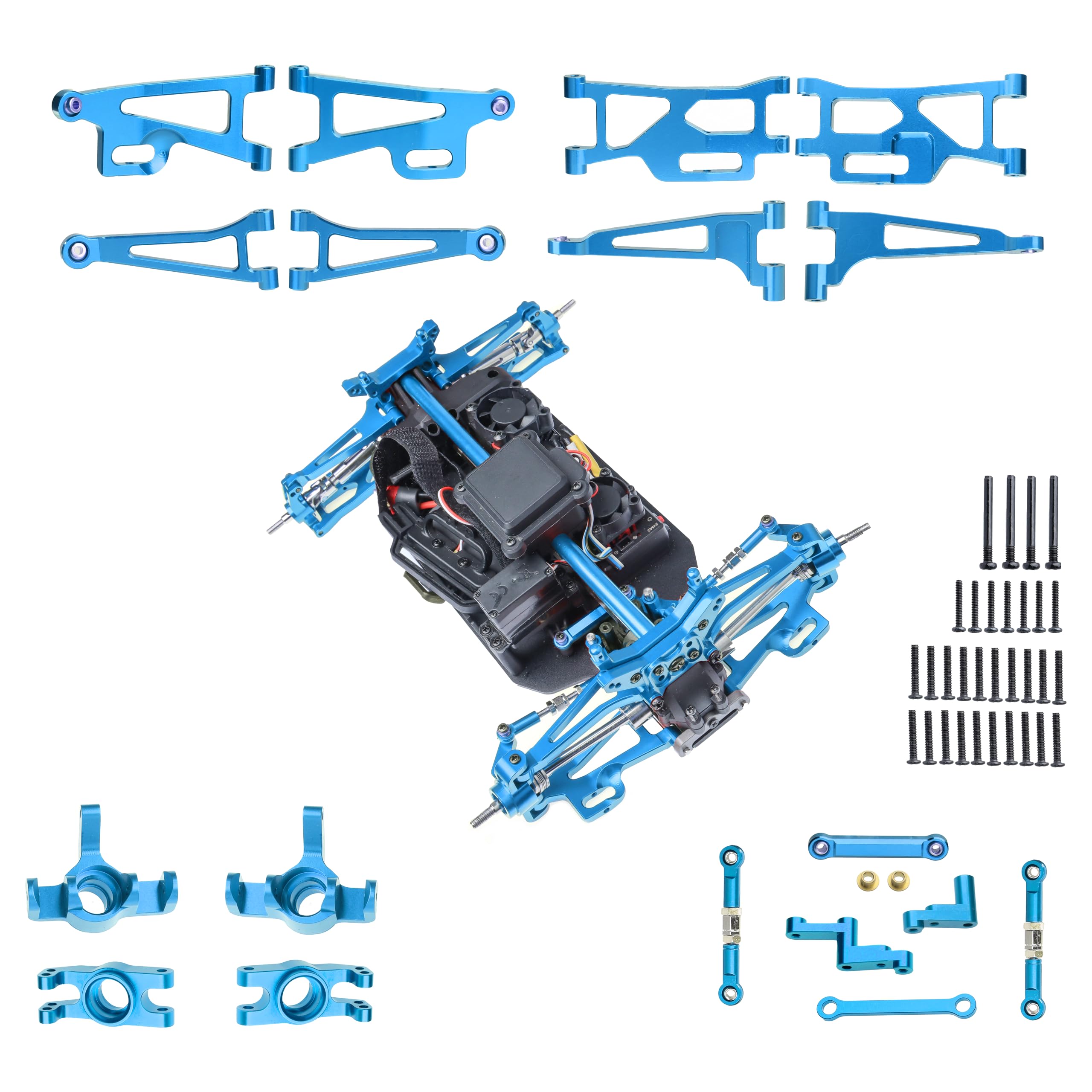 for MJX Hyper Go H14BM Metal Upgrade Parts 1/14 RC Car - Aluminum Full Parts 18PCS Blue