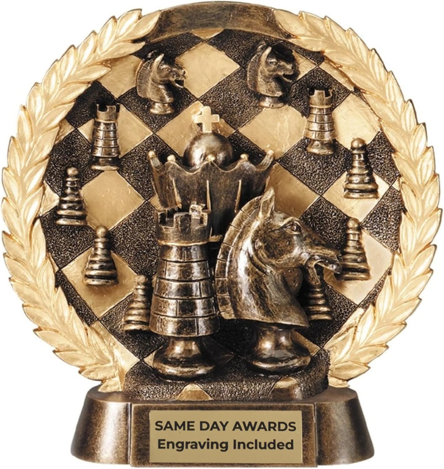 High Relief Premium Laurel Wreath Trophy with Free Engraving for Sports, Activities, Military and First Responder Recognition