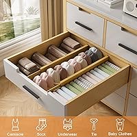 Vista 4 de Bamboo Drawer Dividers,17-22" Adjustable Kitchen Drawer Organizer for Clothes,4 Pack Expandable Drawer Organization Separators for