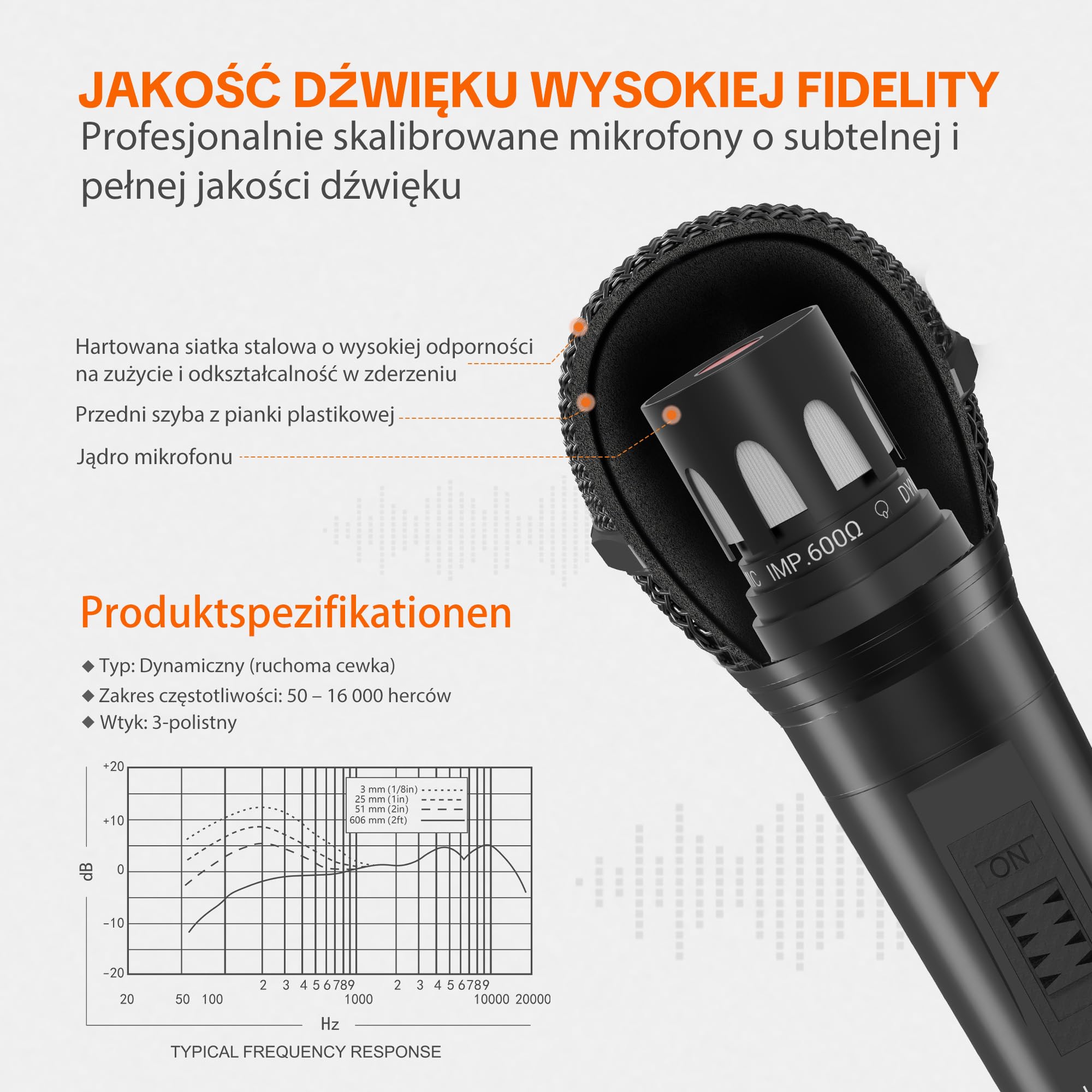 Talomen Profesjonalny Przewodowy Mikrofon Dynamiczny – Kardioidalny Mikrofon Ręczny z Kabli XLR 6 m i 2 m, Czysty Dźwięk do Śpiewu, Karaoke, DJ, PA, Wzmacniaczy, Plener – L52 Czarny