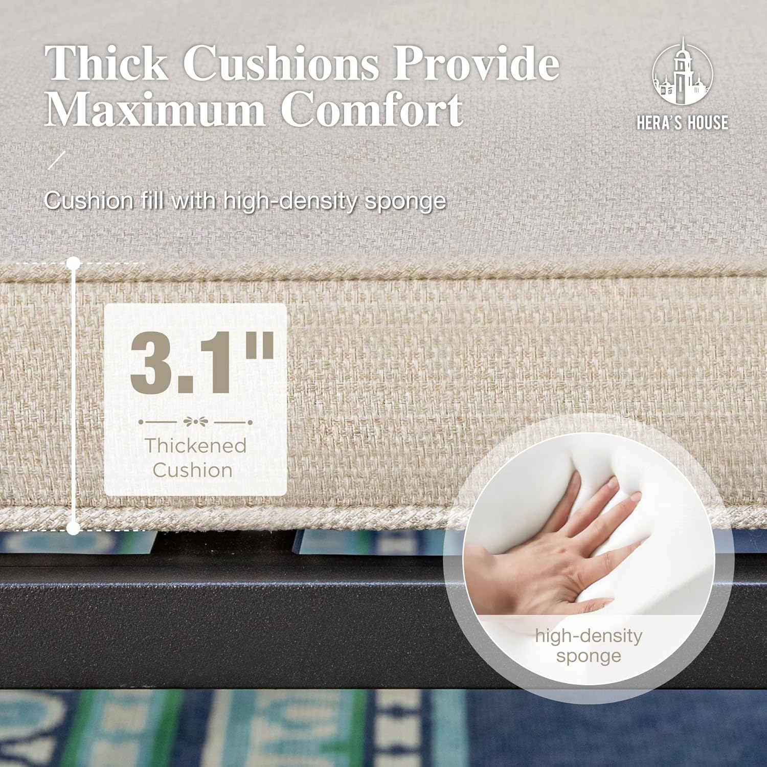 HERA'S HOUSE Patio Chairs Set of 8, 36.6" Rattan Dining Chairs with Heavy-Duty Wrought Iron Metal Frame Support 300lbs, All-Weather Outdoor Chair for Garden Lawn Backyard Kitchen Deck