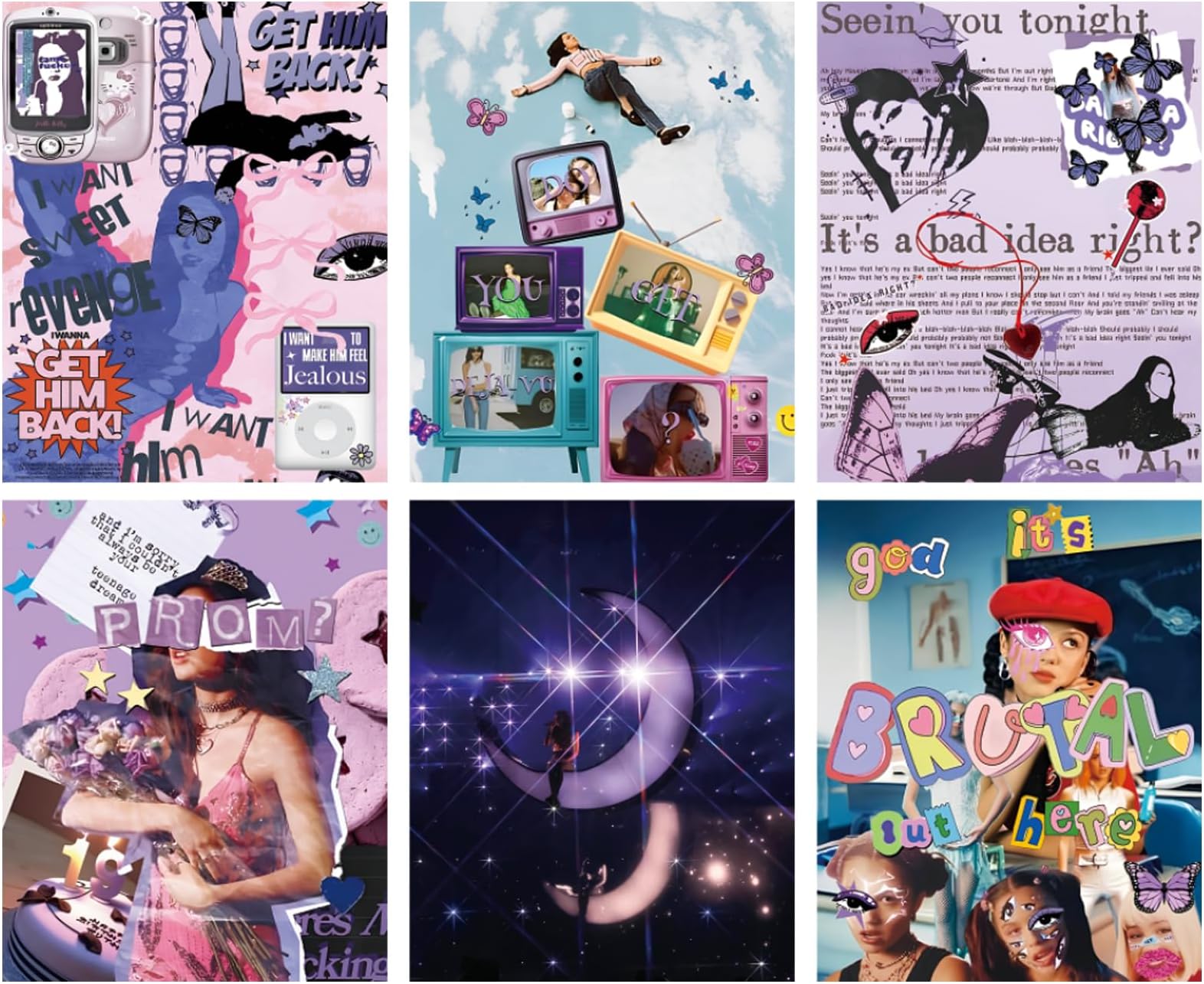 6 PCS Olivia Album Cover Poster, Music Canvas Wall Art for Bedroom and Living Room Aesthetic Decor