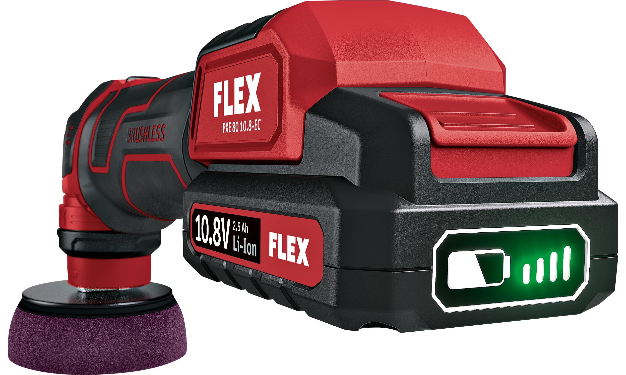 FLEX Akku-Poliermaschine PXE 80 12-EC / 2.5 SET (Akku-Polierer 12 V, Rotativ Und Exzentrisch Freilaufend, Poliermaschine Inkl. 2x 2,5 Ah 12 V Akkus, Schnellladegerät Und Umfangreichem Zubehör)532268