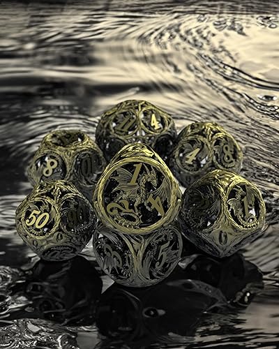 Miniatura 2 de JOYLORD Juego de dados DND - Elegantes dados de mazmorras y dragones con diseño de dragón de vid de árbol, dados DND y D&D de metal prémium