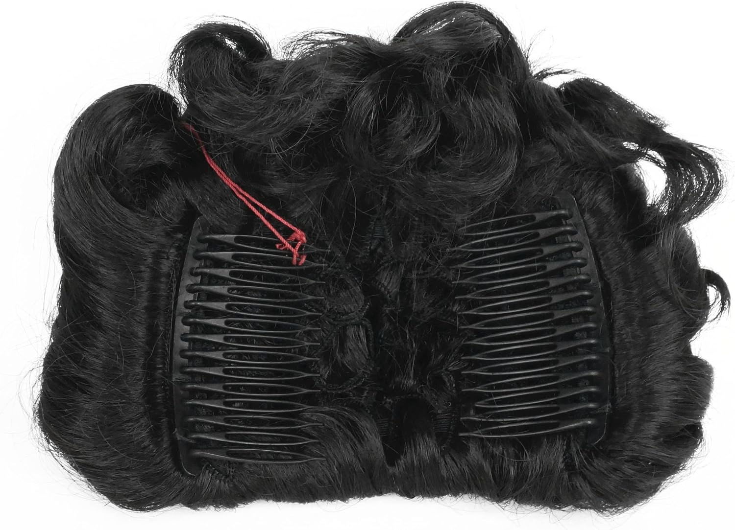 Lydell Short Messy Curly Dish Hair Bun Extension Stretch hair Combs Clip in Ponytail Extension Darkest Brown - Image 4