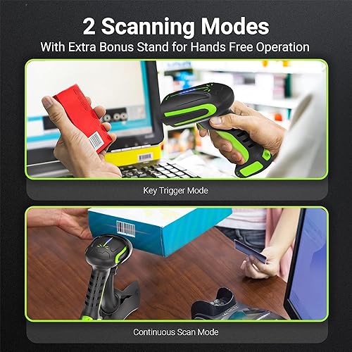 Miniatura 5 de Tera Escáner de código de barras inalámbrico 2D QR con soporte indicador de nivel de batería versión Pro 2500mAh lector de código de barras de grado