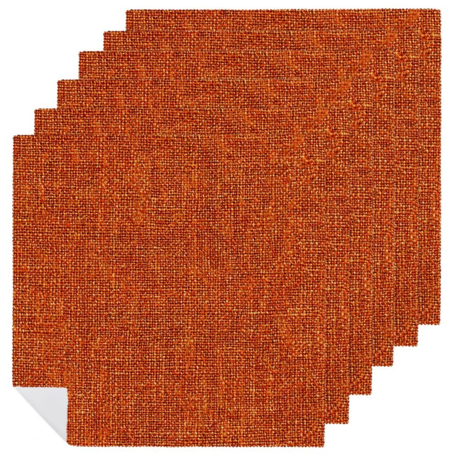 Orange Denim Pattern Cloth Napkins Set of 6, Square Premium Reusable Washable Polyester Table Linen Napkin for Dinner Party