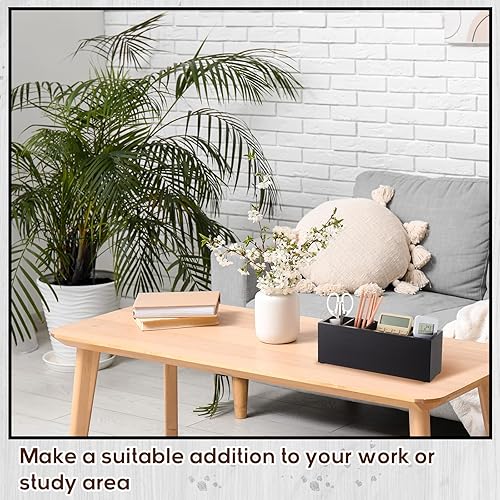 Miniatura 6 de Jetec Portalápices de madera, 5 compartimentos para escritorio, soporte ajustable para bolígrafos, organizador de escritorio de oficina de madera y