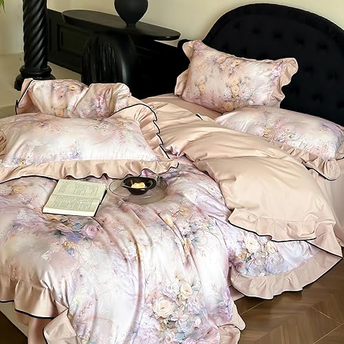 Miniatura 41 de Funda de edredón de 3 piezas, funda de edredón de algodón suave, estilo bohemio, juego de ropa de cama estética con cierre de cremallera, 4 lazos