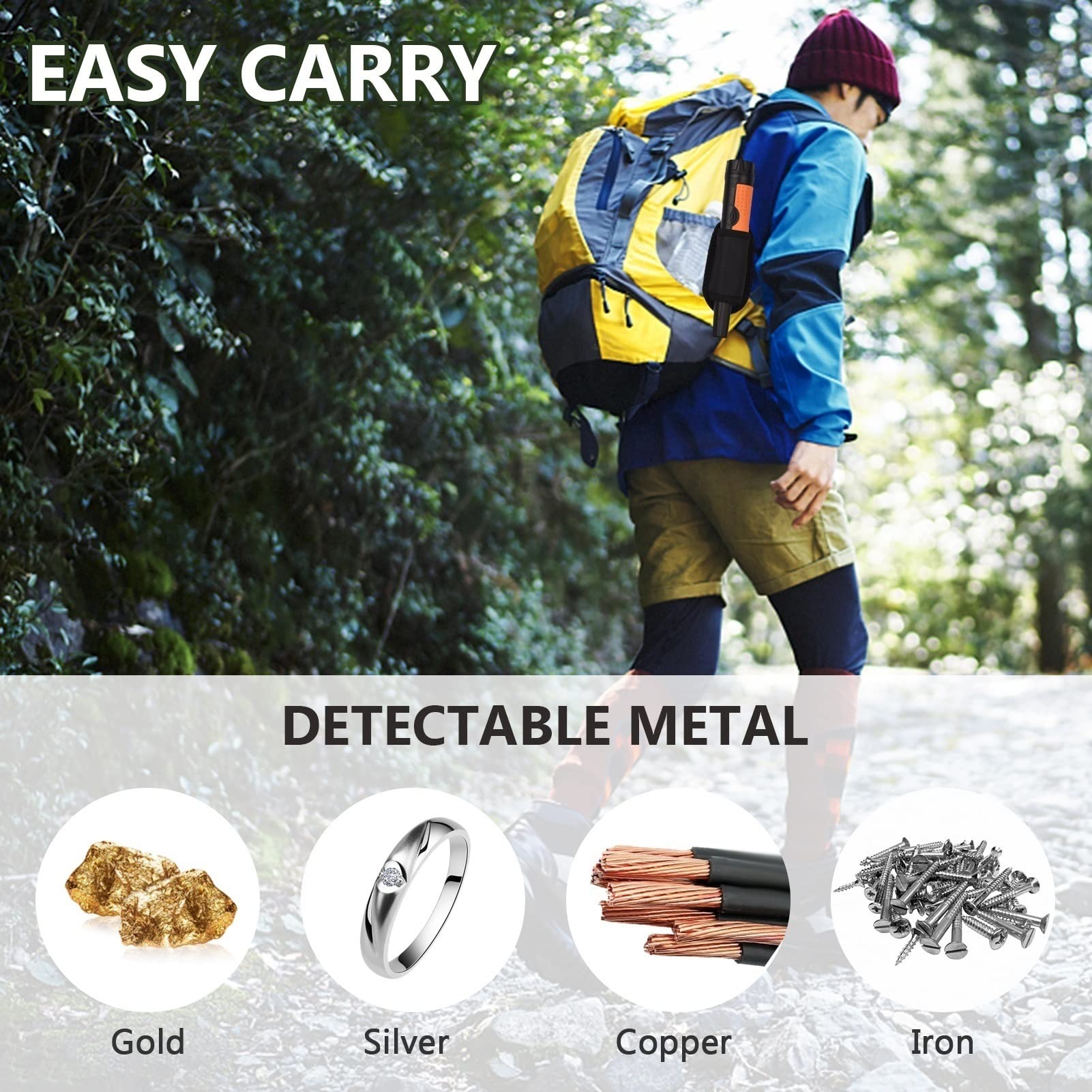 Wykrywacz metali, Detektor metalowy Handheld Małe i wygodne Metalowy Treasure Hunter z przełączanym brzęczykiem
