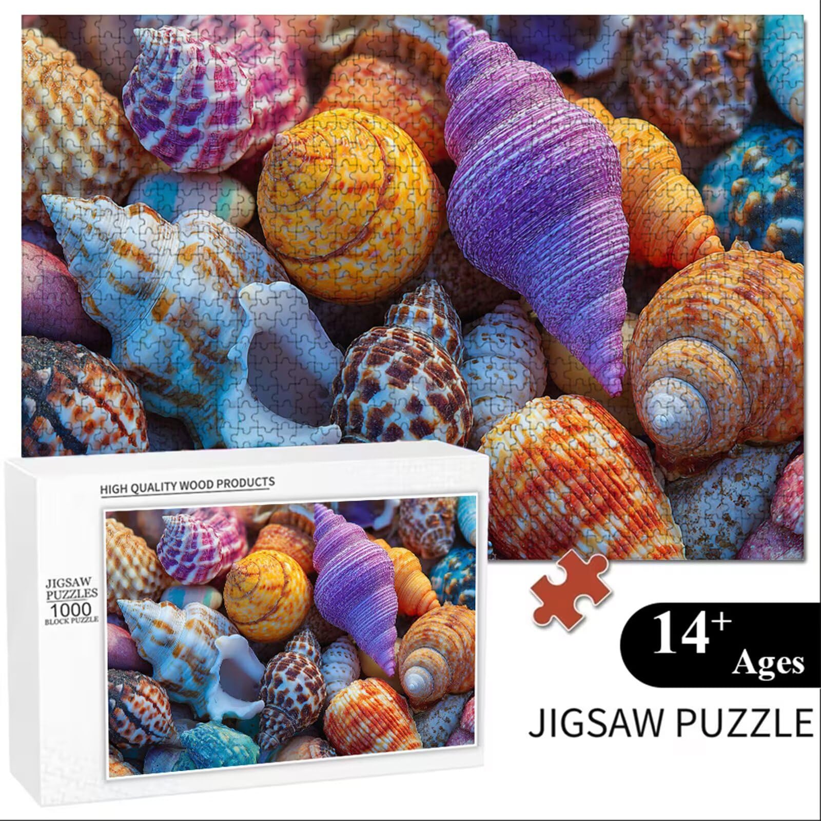Puzzle 2000 elementów dla dorosłych - kolor i muszla - klasyczne drewniane puzzle z precyzyjnym cięciem i nadrukiem HD - 75 x 105 cm - relaks, uważność i dekoracja ścienna prezent - nie poniżej 14