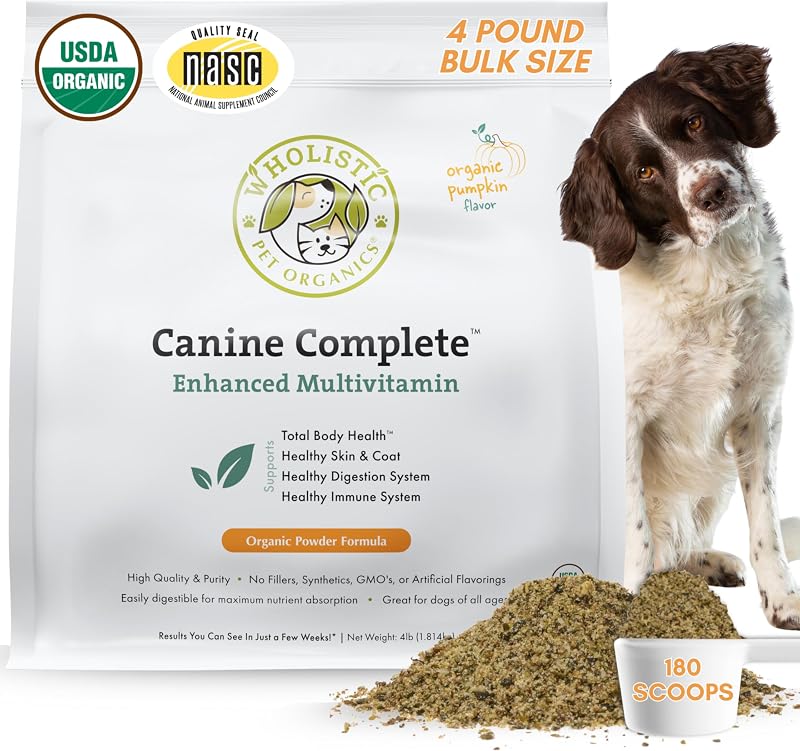 Multivitamínico para Cães com Proteína de Abóbora Orgânica Wholistic Pet Organics, 1,81 kg, 180 medidas