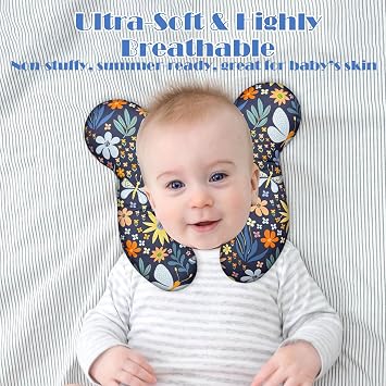 Baby Neck Pillows - Upgraded Toddler Travel Cushion for Toddler Head and Neck, Infant Neck Pillow for Car Plane Stroller Pushchair - Flower B