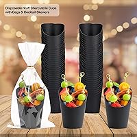 Vista 3 de Vasos Desechables para Charcutería 60 PCS con 200 PCS Palitos y 60 PCS Bolsas, Cajas de Bocadillos de Papel Kraft de 14 oz Vasos para Aperitivos