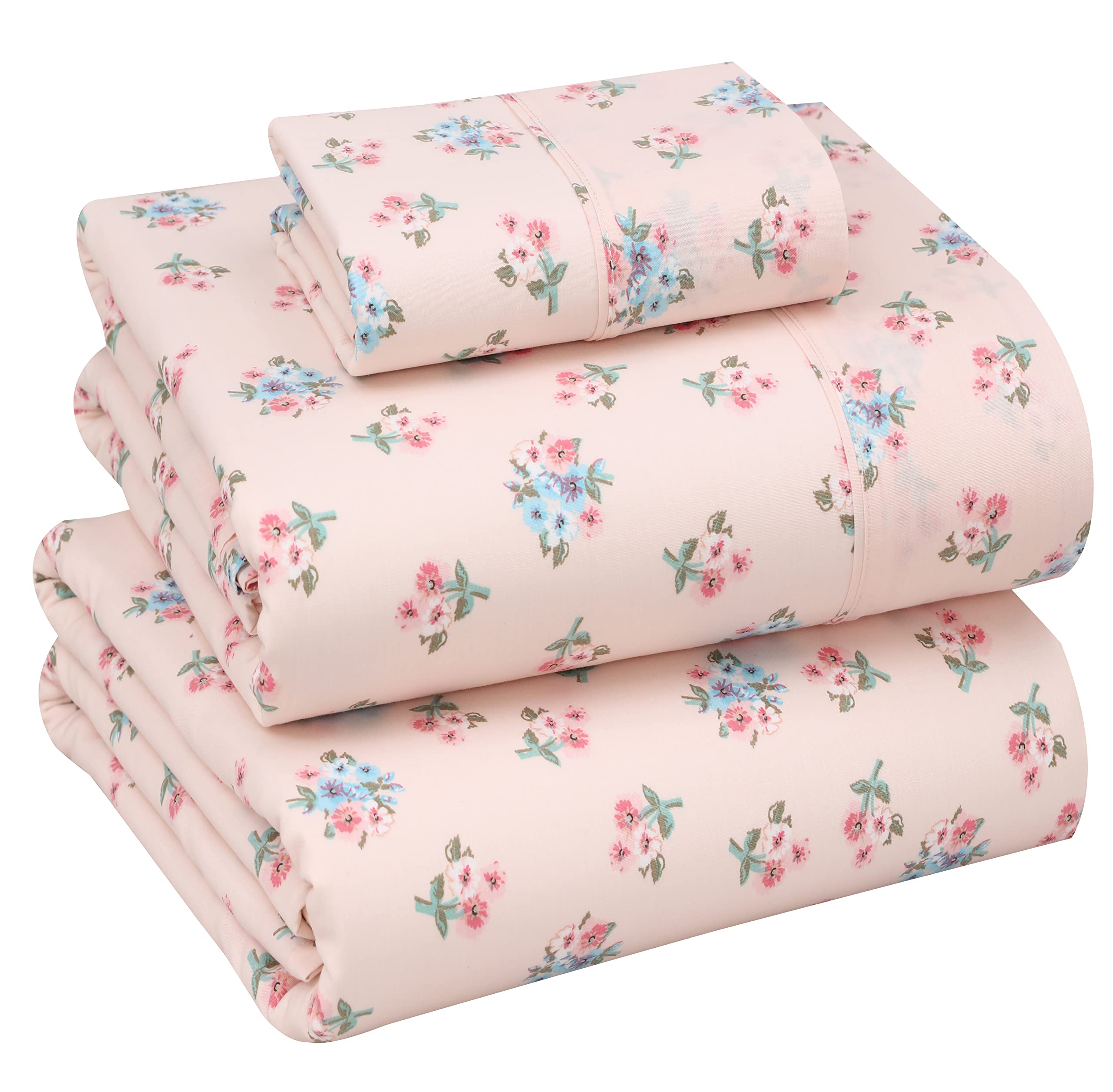 RUVANTI 100% Cotton Twin XL Sheets, Percale Weave Twin XL Set, Spring On