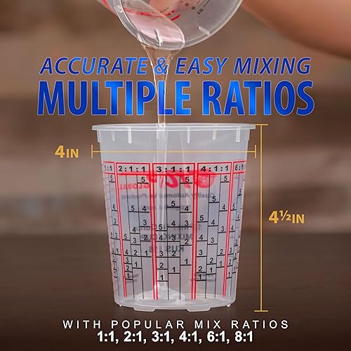 Vista 3 de Custom Shop Vasos de mezcla de pintura, 16 onzas (paquete de 12) – Vasos medidores de plástico para líquidos, pintura automotriz, resina epoxi, arte