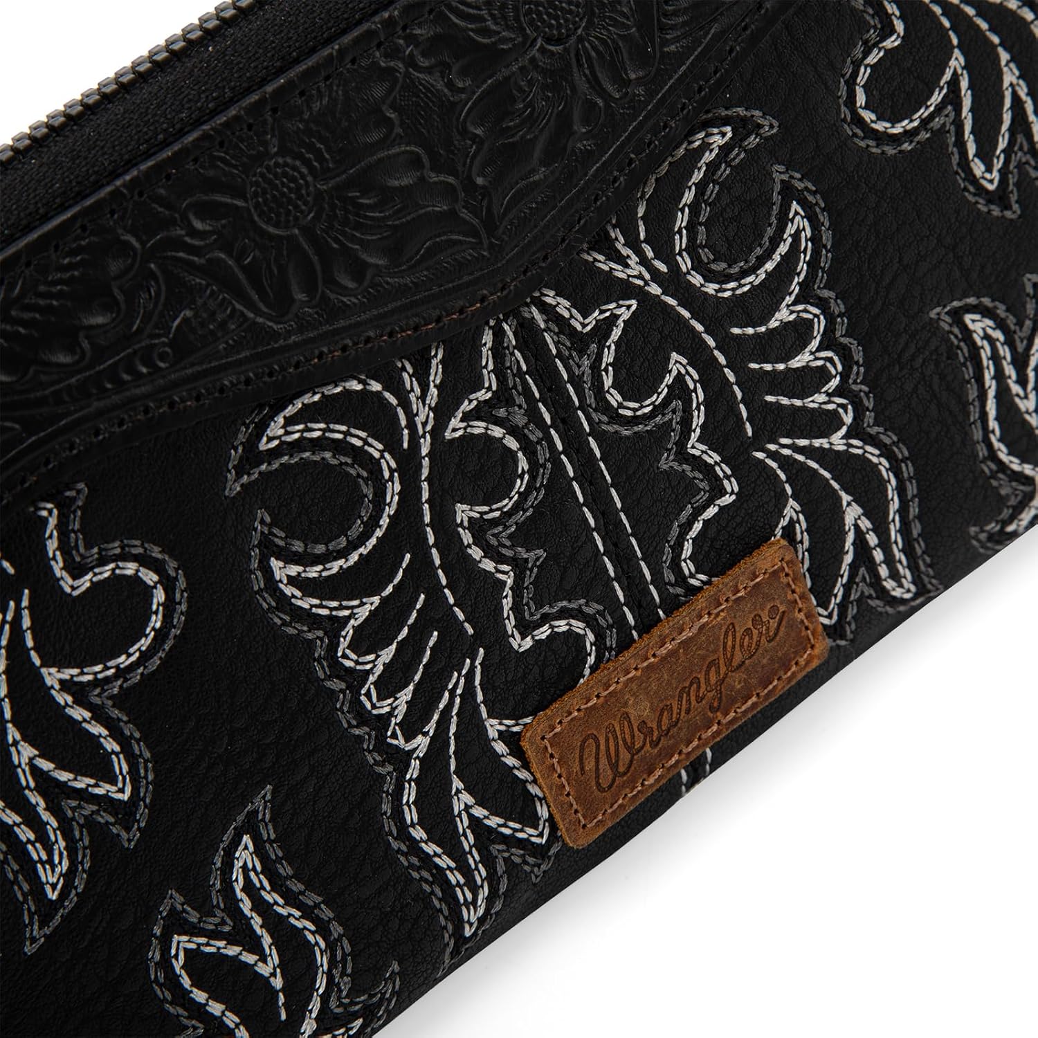 Wrangler Wristlet Wallets Western Wallet for Women Floral Tooled Womens Wallet Boot Stitch Purses | Tooled, Clutch, Boot Stitch, Bifold, with Card Holder - Image 5
