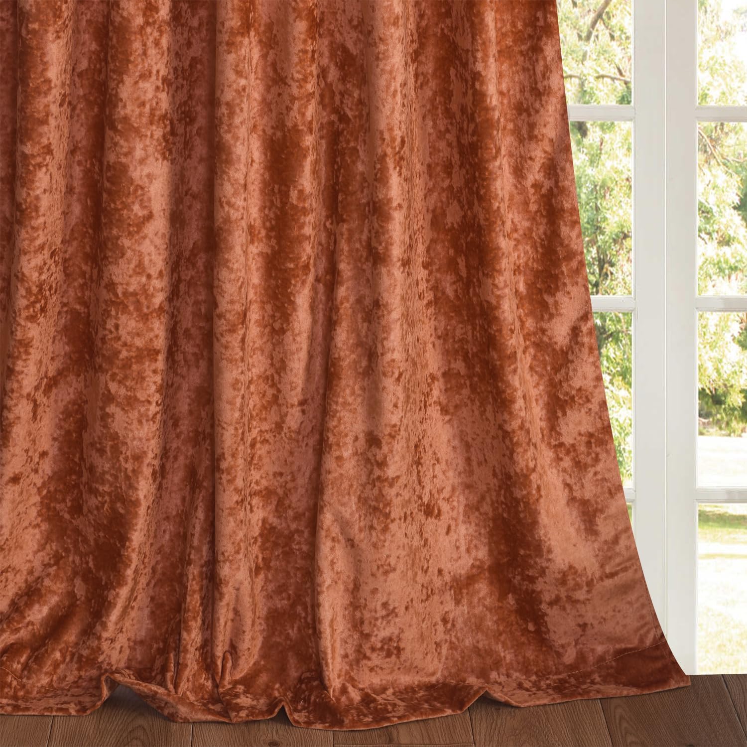 Velvet Curtains for Nursery - Coral Orange Curtain Panels 96 inches Long Light Blocking Privacy Curtains Drapes for Kids Bedroom, W52 x L96, 2 Panels