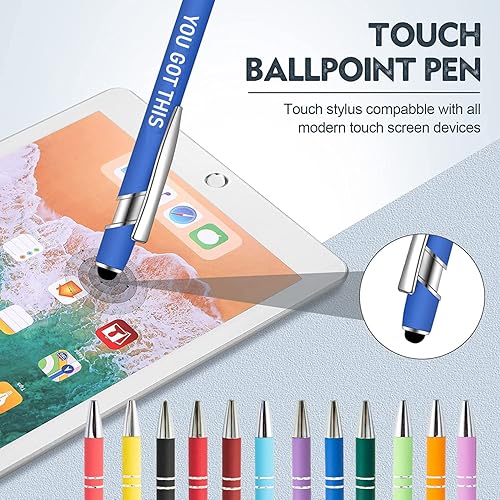 Miniatura 5 de Fuhgkg 12 bolígrafos Ballpiont con citas inspiradoras para oficina, mujeres, pantallas táctiles, puntas táctiles para motivación de tinta negra,