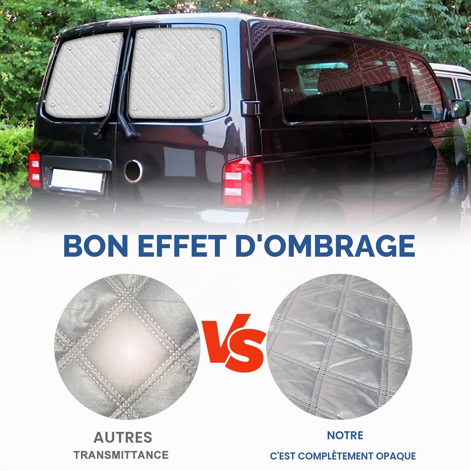 Pare-Soleil Arrière de Voiture Compatible avec VW T5 T6 2003-2024 Double Portes Tapis Thermique Interne Pare-Soleil Pare-Brise Tapis