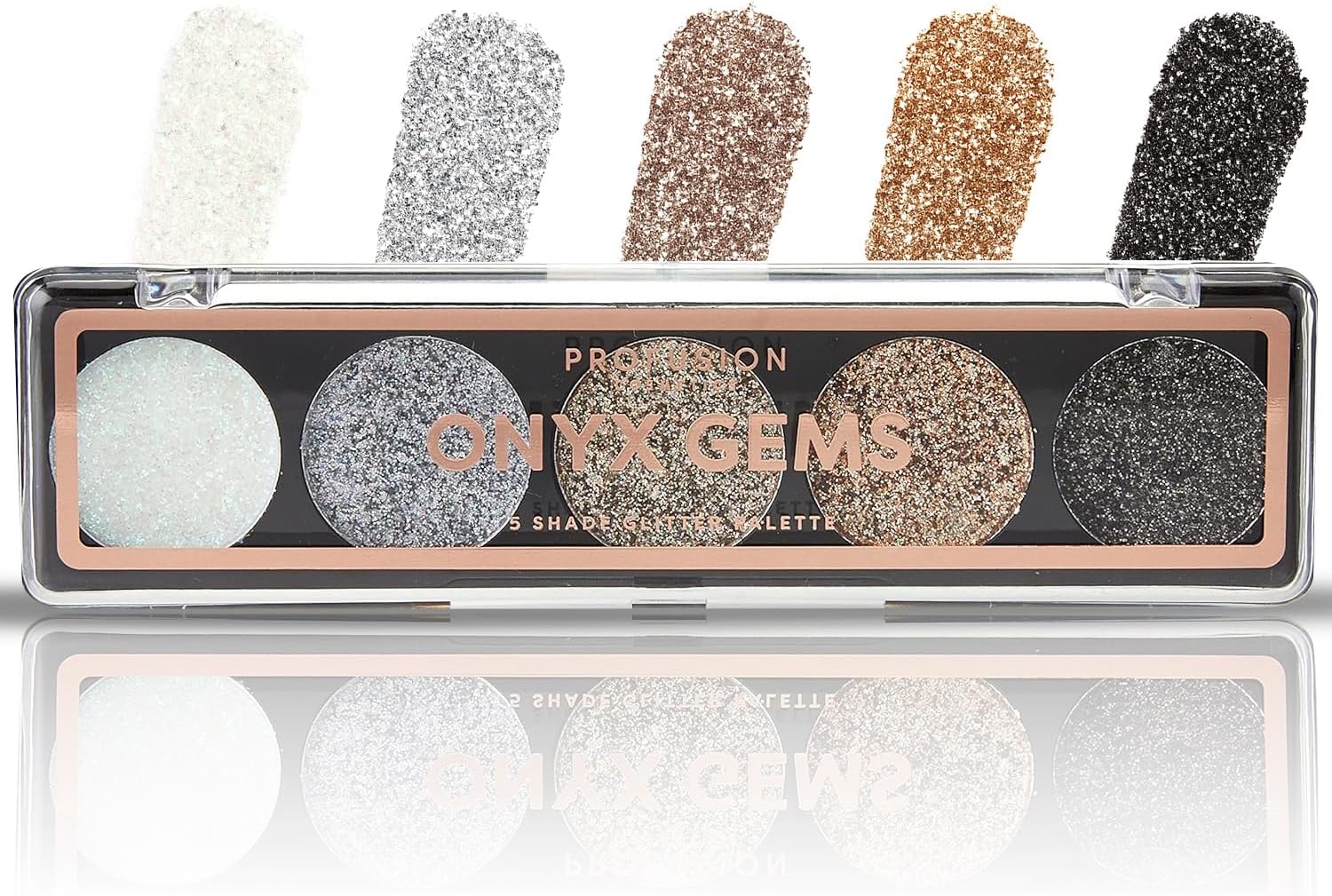 5 Shade Glitter Palette for Sparkle and Glam, Get Dazzling Eyes with Must Have Glitter Palette, Elevate Your Beauty Routine with Matte Glitter Eyeshadow Palette, Onyx Gems