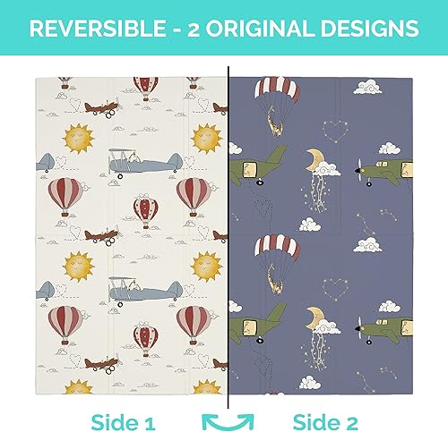 Miniatura 2 de JumpOff Jo Alfombra de juego para bebés, alfombra de juego grande de espuma plegable para bebés, bebés, niños pequeños, impermeable, doble cara (70