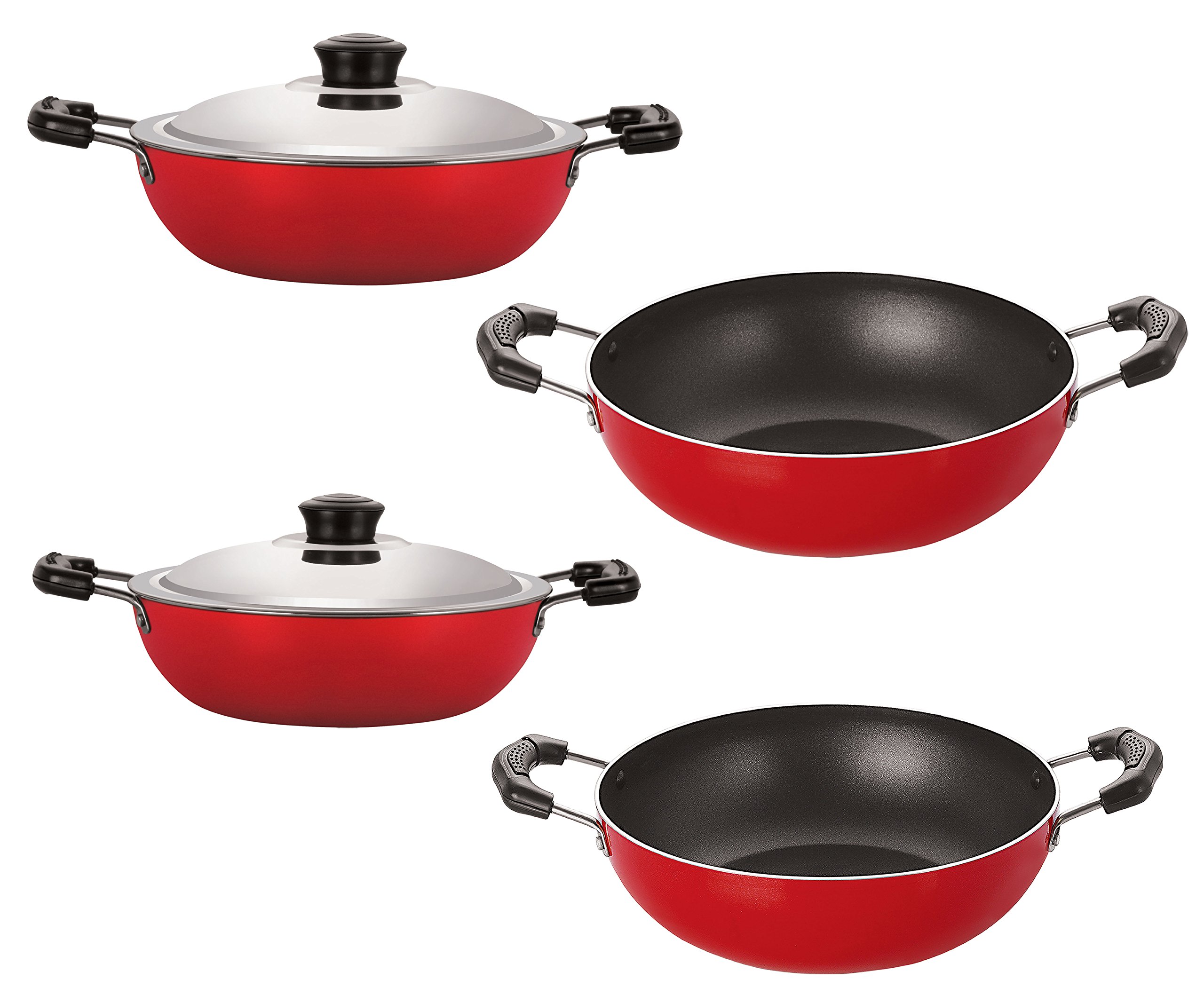 Nirlon Odor Free Non-Toxic Kitchenware Non-Stick Combo Essential Set with Bakelite Handle, KD13_KD14_DKDM_DKDB