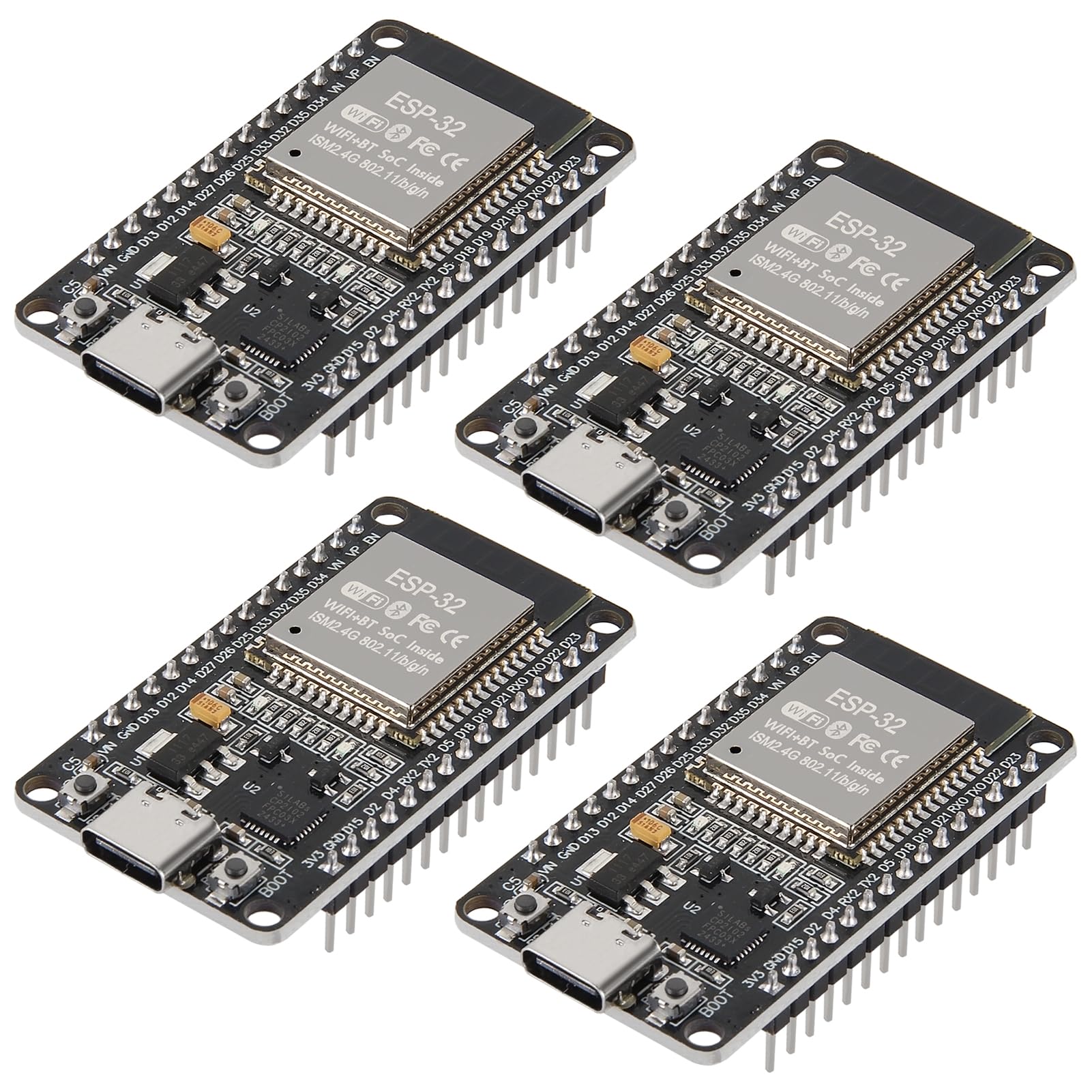 AITRIP 4PCS USB-C ESP32 ESP-32 Development Board, CP2012 30Pin WiFi+Bluetooth Dual Core Type-C Interface 2.4GHz Dual Mode WiFi+Bluetooth Dual Core Microcontroller Support STA/AP/STA+AP