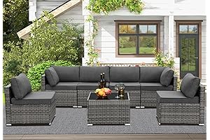 7-Piece Patio Sofa Set Sectional for Backyard Poolside