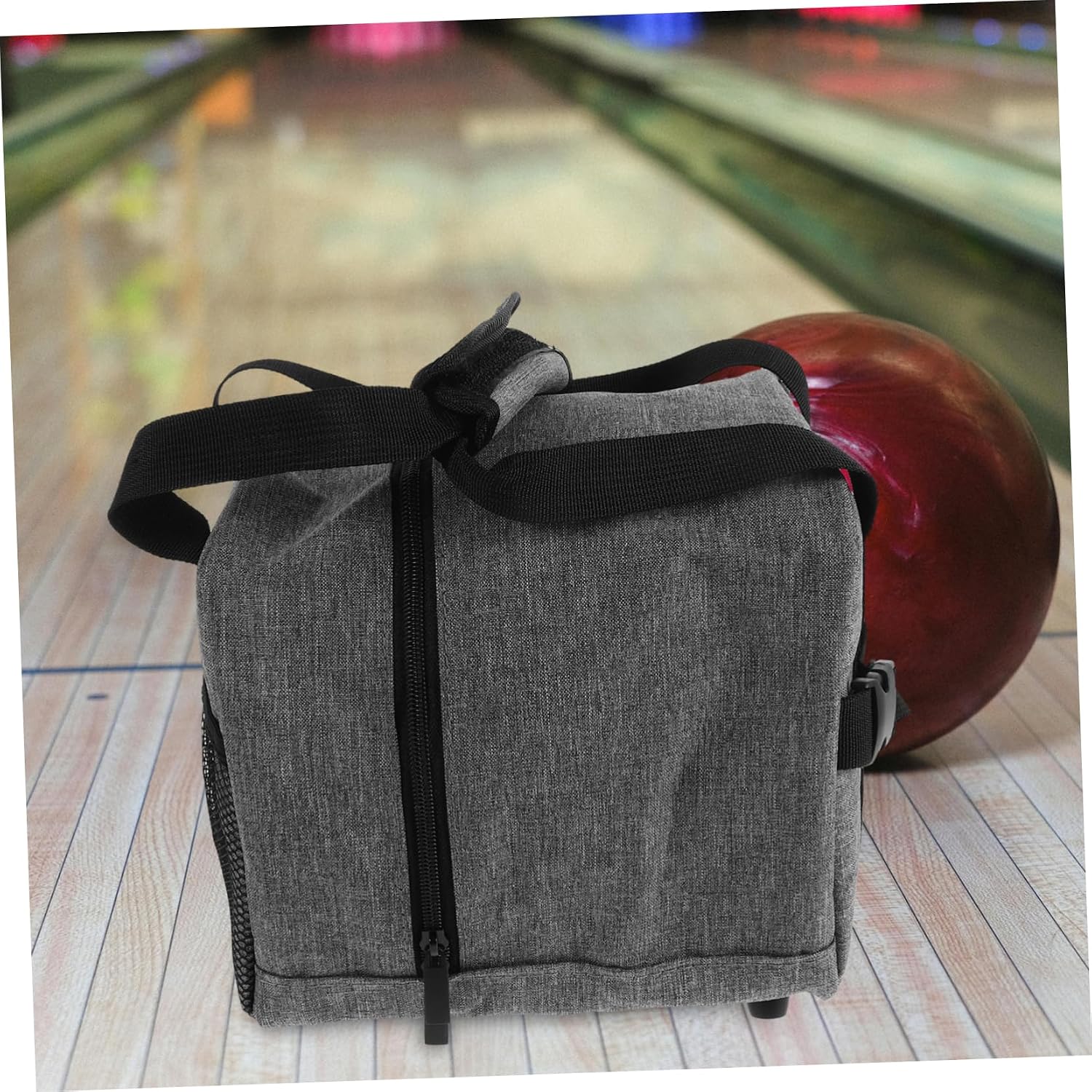 WOONEKY Single Bowling Tote Bag with Padded Holder Stylish Travel Mesh Sports Bag for Accessories and Bowling Gear Convenient Handle for Easy Carrying