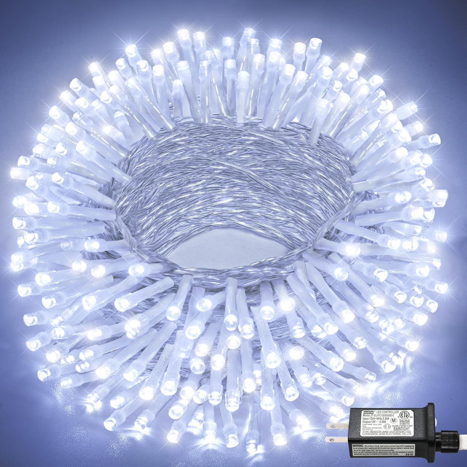 100FT 300 LED Outdoor String Lights, Connectable Christmas Lights Indoor Waterproof with 8 Modes, Plug in Twinkle Fairy Lights Clear Wire for Bedroom