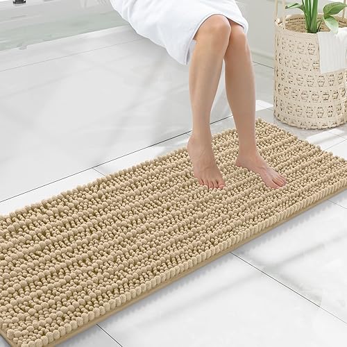 Miniatura 46 de Smiry Alfombras de Baño 24 x 16 pulgadas, Tapetes de Baño de Chenilla Extra Suaves y Absorbentes, Respaldo de Goma Antideslizante, Lavable a Azul
