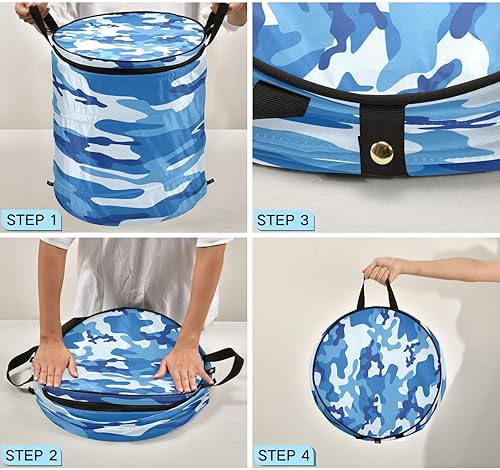 Miniatura 4 de lid Decorating foldable round wreath storage bag with handles for bedding Blue Camouflage,cesta de ropa sucia para