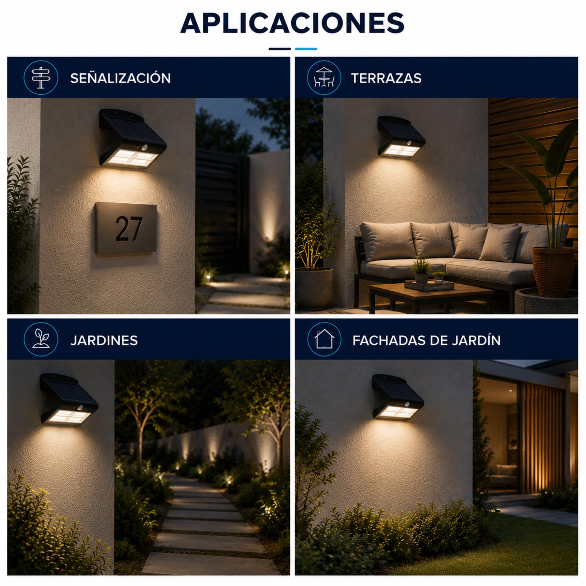 ePrilux - Applique solare LED per esterni, sensore di movimento, 760 lm